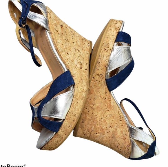 METALIC SilverCork Chunky Wedge Platforms Jean-Michel Catzabat Evening Events 9 - Picture 3 of 13